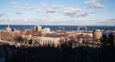 Stark kış gün Duluth Downtown Minnesota büyük Lake Superior