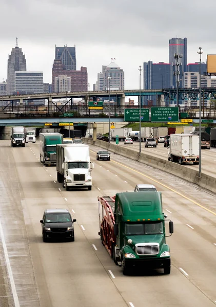 Interstate Highway Traffic Flows Arouund Detroit Michigan Metro — Stock Photo, Image