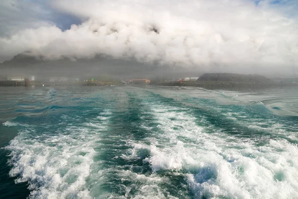 Barco Seward Alaska Ocean Wake Seafoam Resurrection Bay — Foto de Stock