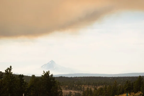 Long Panoramic Cascade Mountain Range Forest Wildfire — Stock Photo, Image