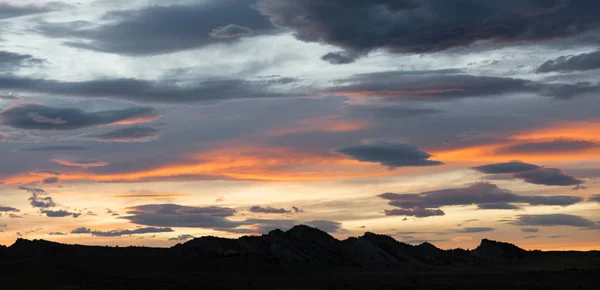 Dramatic Contrast Skyscape Evening Dusk Sunset Long Panoramic — Stock Photo, Image
