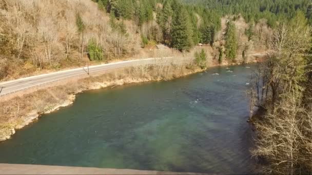 Gute Weide Brücke Gasse Grafschaft Vida Oregon Mckenzie Fluss — Stockvideo
