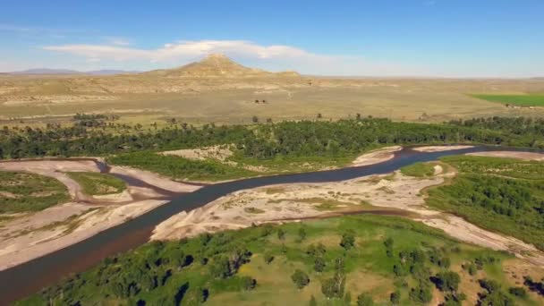 Flygfoto Över Gräsmarkerna Runt Basen Crowheart Butte Bokning Wind River — Stockvideo