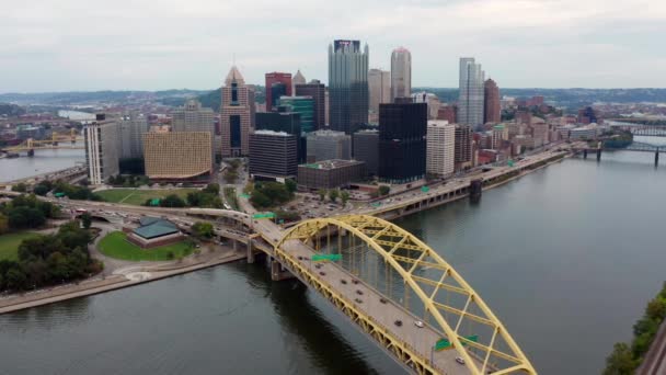 Pittsburgh Pensilvânia Centro Urbano Cidade Skyline Monongahela River — Vídeo de Stock