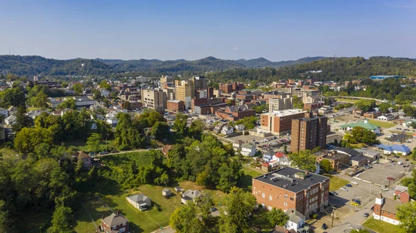 Bright Sun Late Afternoon Aerial Perspective Clarksburg West Virginia — стокове фото