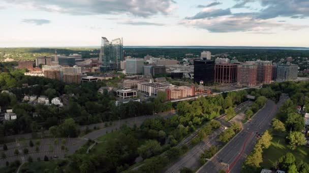 Vue Aérienne Sur Centre Ville Urbain White Plains New York — Video