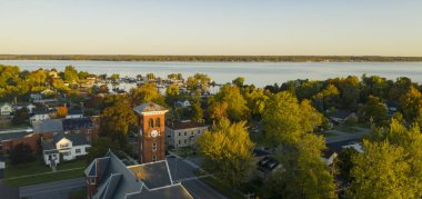 Cape Vincent New York Marina Saint Lawrence Seaway üzerinde Hava Görüntüsü