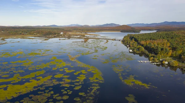 Tupper Lake Fall Color Aerial Perspective Adirondacks New York — Stockfoto