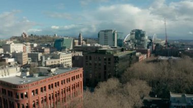 Hava 4k Seattle Skyline ve Puget Sound