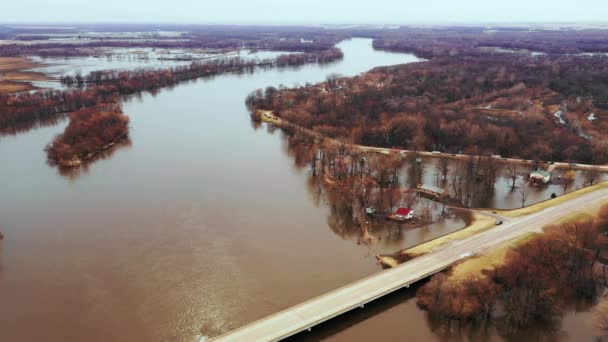 密西西比河正在中西部的2019年泛滥 — 图库视频影像