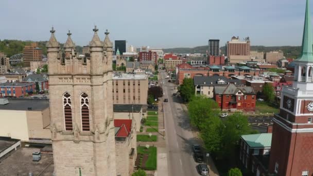 Vista Aérea Estática Sobre Main Street Charleston West Virginia — Vídeo de stock