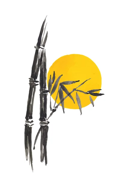 Suluboya boya bambu, izole beyaz arka plan üzerinde. — Stok Vektör