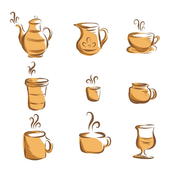Koffie handrawn pictogramstijl, geïsoleerd met hoge resolutie — Stockvector