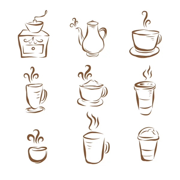 Handrawn styl kávy ikon, izolované s vysokým rozlišením — Stockový vektor