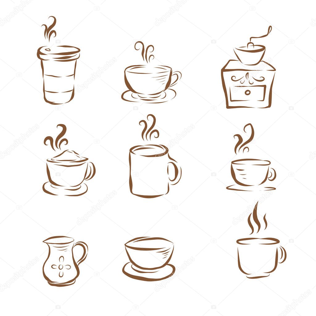 Coffee icon handrawn style, isolated with high resolution