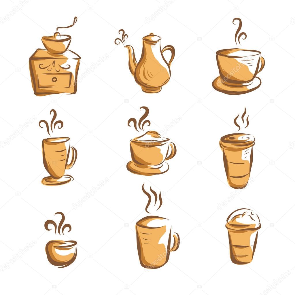 Coffee icon handrawn style, isolated with high resolution