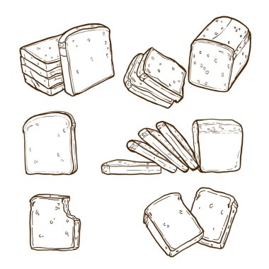 Ekmek toplama, yiyecek ve içecek, ekmek elemanları, illüstrasyon yüksek çözünürlüklü