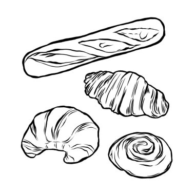 Ekmek toplama, yiyecek ve içecek, ekmek elemanları, illüstrasyon yüksek çözünürlüklü