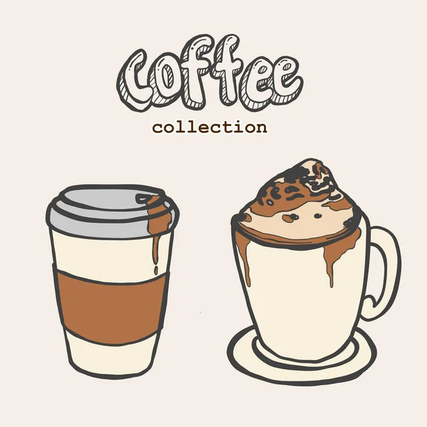 Στοιχεία καφέ, καφέ συλλογή, εικονογράφηση απομονωμένη υψηλής ανάλυσης — Διανυσματικό Αρχείο