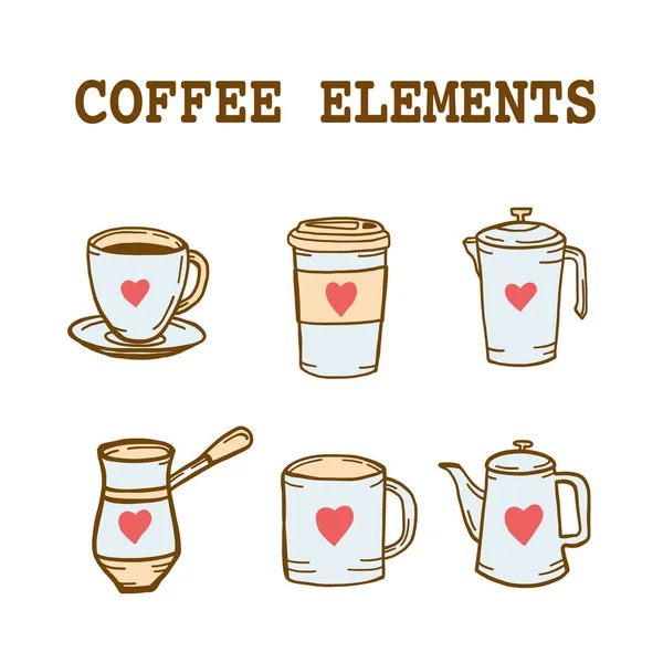 Elementos de café, Colección de café, ilustración aislada de alta resolución — Archivo Imágenes Vectoriales