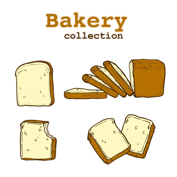 Ekmek toplama, yiyecek ve içecek, ekmek elemanları, illüstrasyon yüksek çözünürlüklü — Stok Vektör