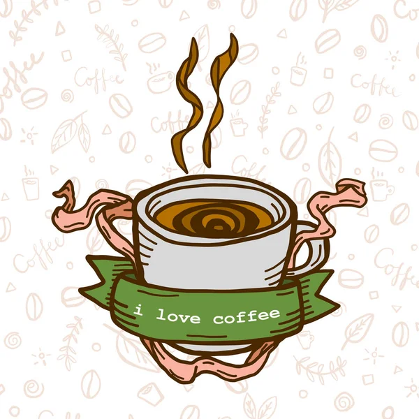 Inslag av kaffe, kaffe samling, illustration isolerade hög upplösning — Stock vektor