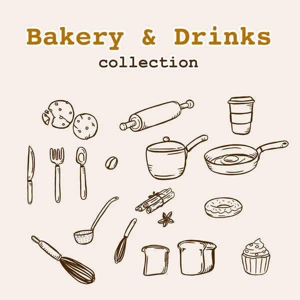 ベーカリー コレクション、食べ物と飲み物、パン屋さんの要素、イラストの高解像度 ロイヤリティフリーのストックイラスト