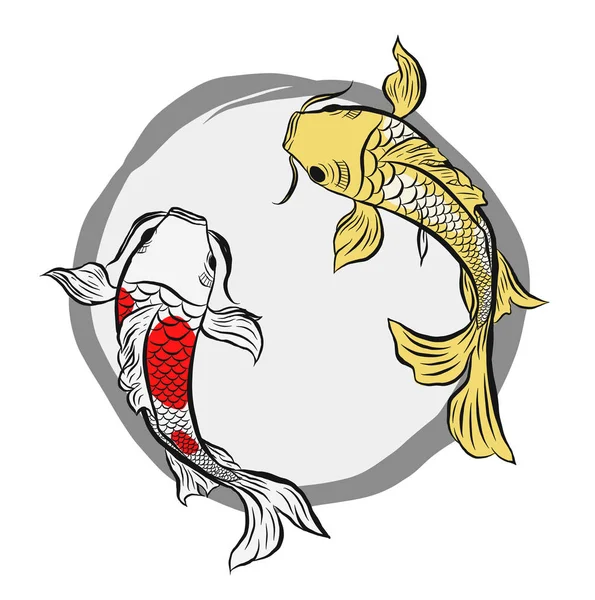 Dvojče ryby "Koi", ilustrace izolované — Stockový vektor