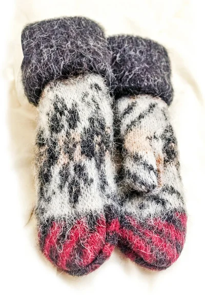 Warm knitted mittens — Stock Photo, Image