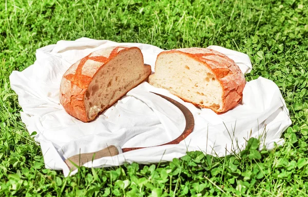 Jumătate de pâine și ciocan — Fotografie, imagine de stoc
