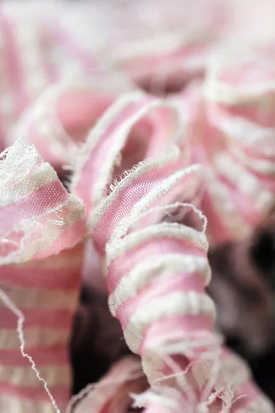 Beautiful Old Torn Cloth Pink White Cloth Ramshackle Fragment — Stock Photo, Image