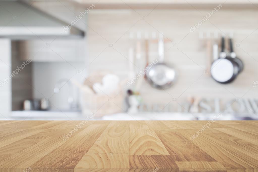 Fondo: cocina | Madera mesa con desenfoque de fondo de cocina, mesa ... Fondo: cocina | Madera mesa con desenfoque de fondo de cocina, mesa ...