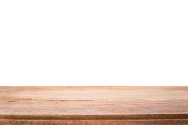 Wood table isolated on white background, empty wooden table for — Stock Photo, Image