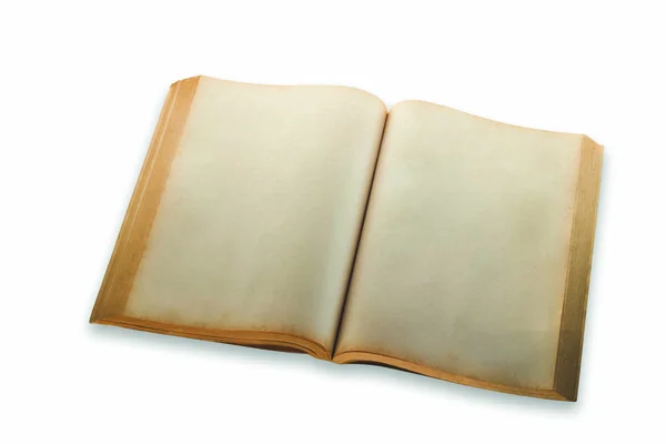 Öppen tom gamla bok isolerad på vit bakgrund, med klippning — Stockfoto