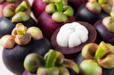 Mangosteen yığın .tropical meyve kapatın