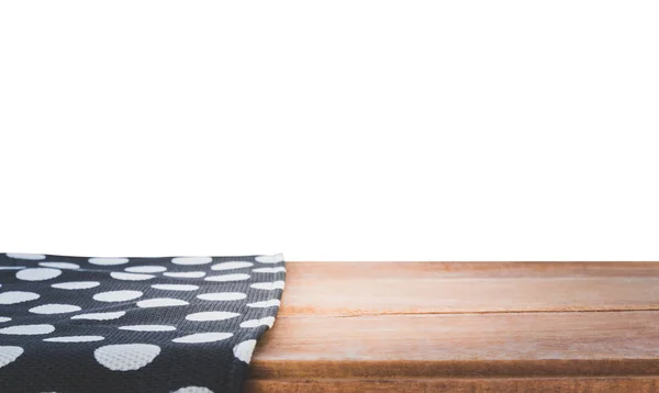 Tischdecke Auf Tisch Isoliert Auf Weißem Hintergrund Leerer Holztisch Zur — Stockfoto