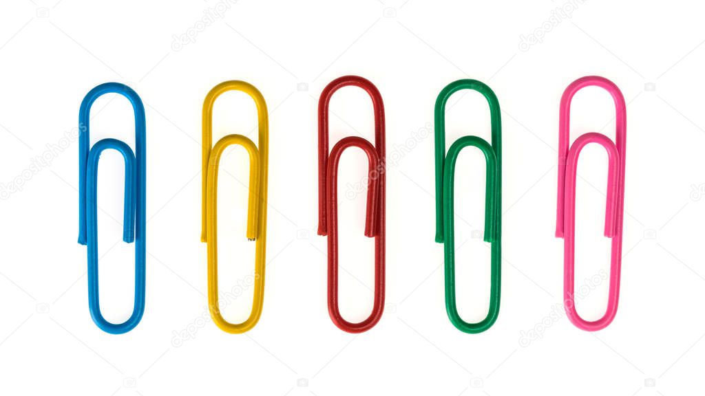 colorful Paper clip isolated on white background