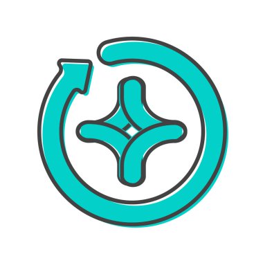 abstract rounded rhombus star with rounded arrow 