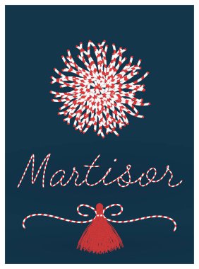 Martisor kartpostal vektör şablonunu kutluyor