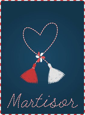Martisor kartpostal vektör şablonunu kutluyor