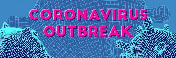 Coronavirus futurista brilhante vetor 3d malha célula — Vetor de Stock