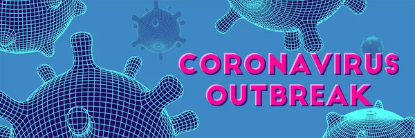 Coronavirus futurista brilhante vetor 3d malha célula — Vetor de Stock