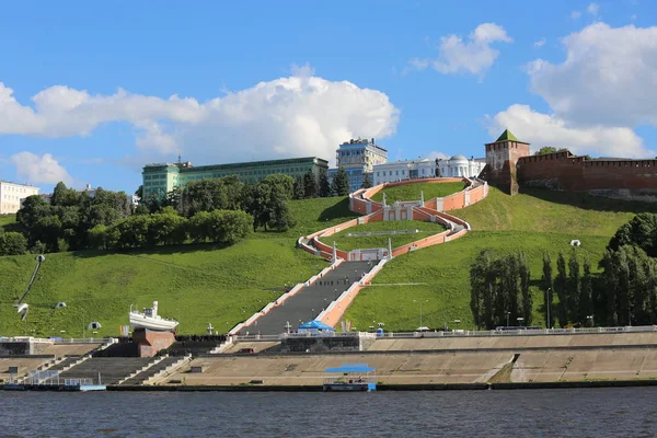 Vista Parte Del Kremlin Nizhny Novgorod Flecha Fusión Del Oka — Foto de Stock
