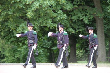 4/4/2017: Oslo, Norveç: Norveç şehir, Kraliyet yer, Kraliyet Muhafızı görünümü