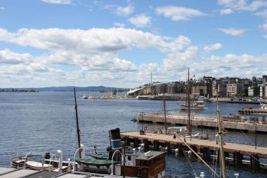 4/4/2017: Oslo, Norveç: Norveç şehir, şehir Dock görünümünü