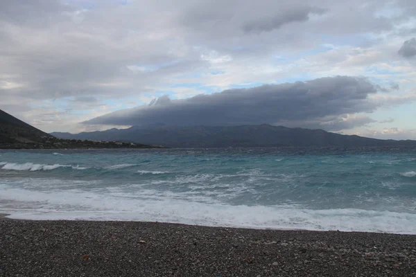 Beach Side Stad Monemvasía Grekland — Stockfoto