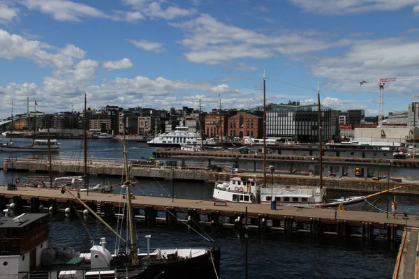 2017 Oslo Noruega Vista Ciudad Norway Muelles Ciudad — Foto de Stock