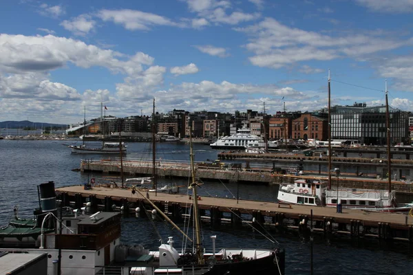 2017 Oslo Noruega Vista Ciudad Norway Muelles Ciudad — Foto de Stock