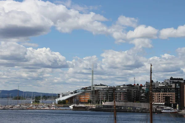 2017 Oslo Norwegia Widok Miasto Norwegii Miasto Doki — Zdjęcie stockowe