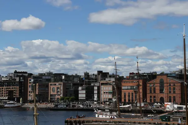 2017 Oslo Noruega Vista Ciudad Norway Muelles Ciudad — Foto de Stock